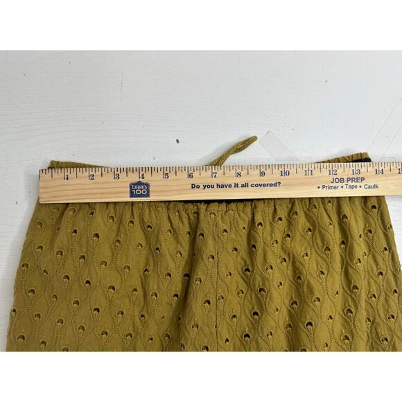 Anthropologie Cropped Pants Green Black Eyelet Fabric Elastic Waist Bohemian XS - Picture 10 of 10